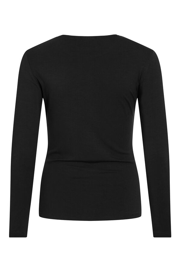 Vila Top de manga larga con detalle drapeado Negro