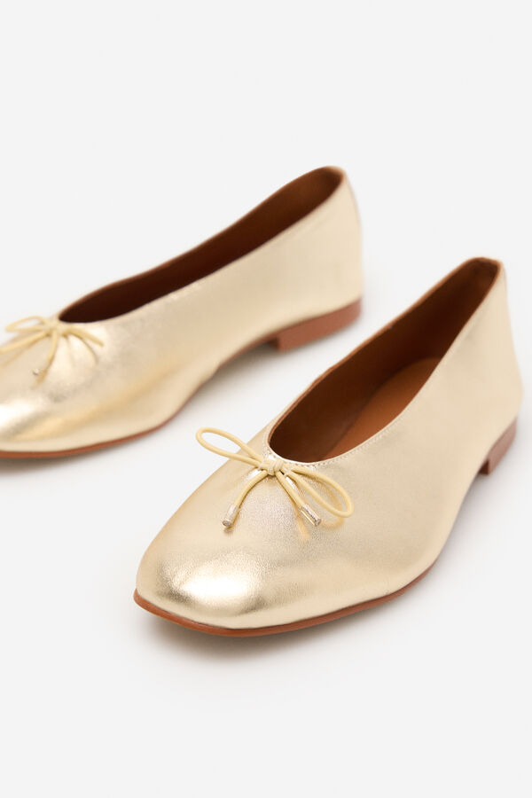 Cortefiel Bailarina lazo piel Dorado