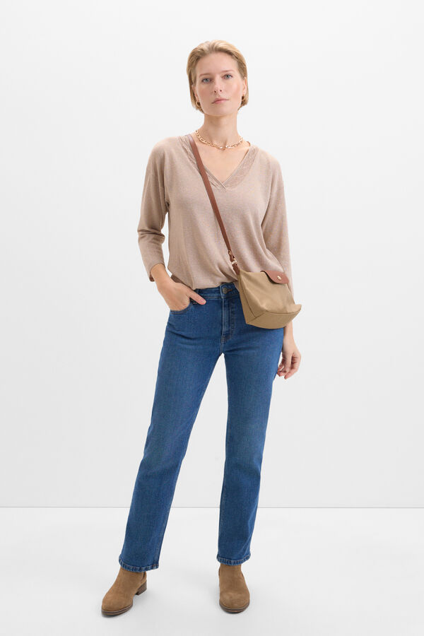 Cortefiel Su&eacute;ter fino de lurex Castanho