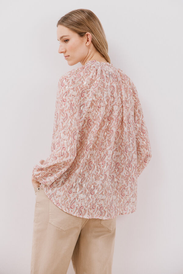 Cortefiel Blusa detalle nido de abeja Estampado blanco