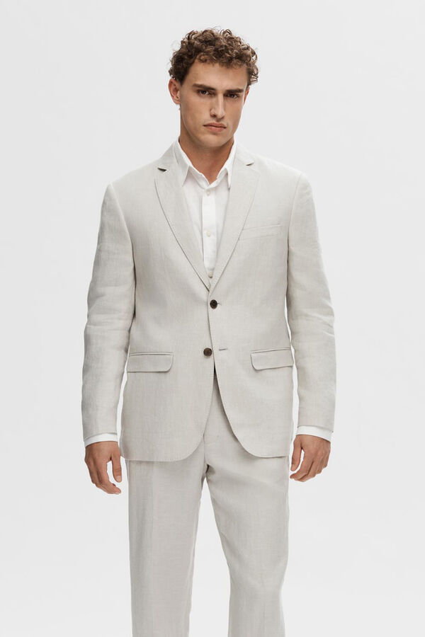 Selected Blazer Regular Fit 100% linho Castanho