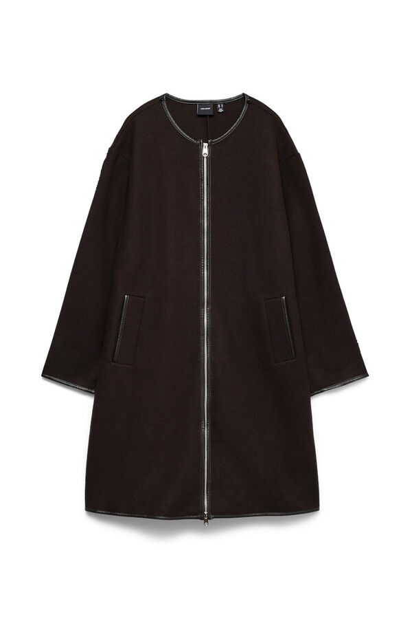 Vero Moda Abrigo de pa&ntilde;o con detalle de bufanda Marr&oacute;n oscuro