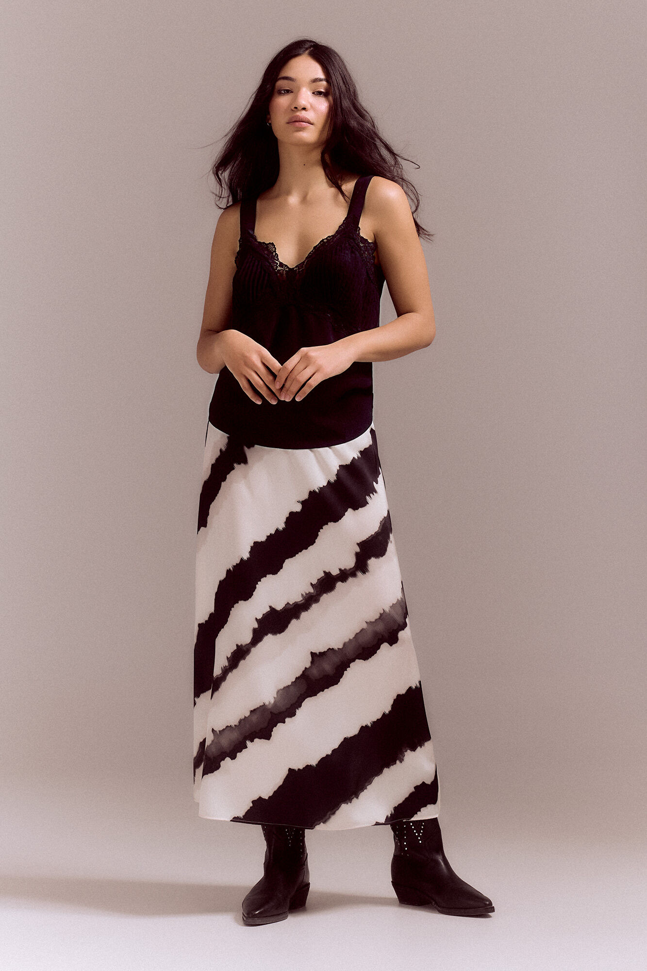 Slowlove Falda midi estampada