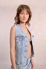 Molly Bracken Chaleco vaquero asim&eacute;trico Azul