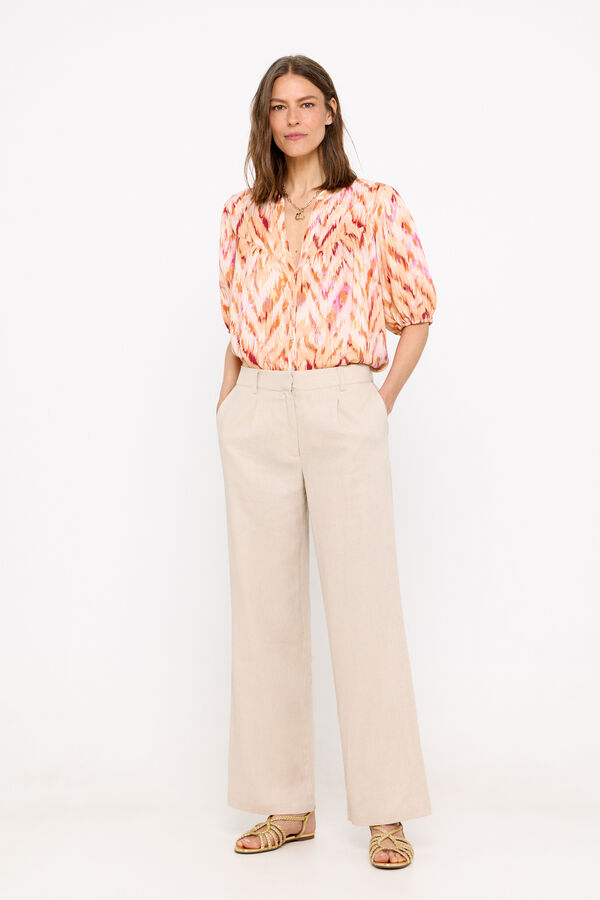 Cortefiel Blusa estampada de manga curta Laranja