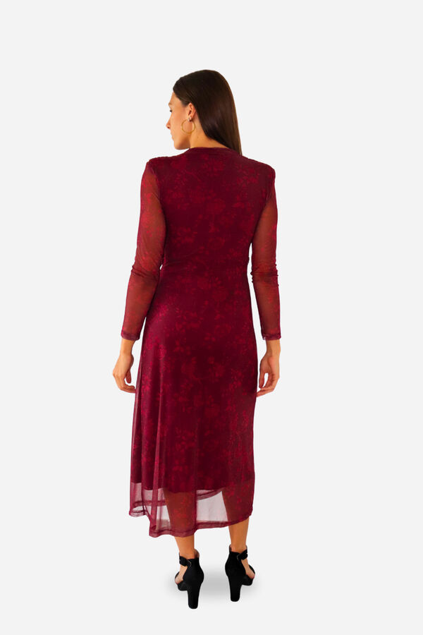 Cupl&eacute; Vestido tul estampado flores Estampado granate