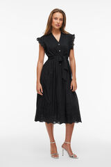 Vila Vestido camisa midi com bordado Preto