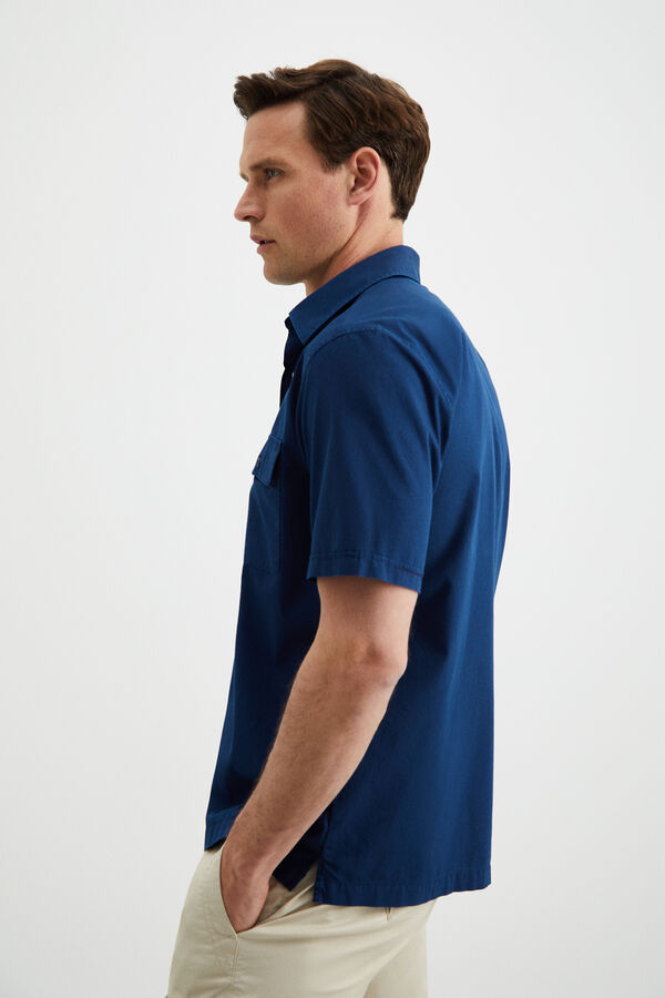 Cortefiel Camisa dos bolsillos lavada Azul