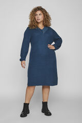 Evoked by Vila Vestido de malha midi com detalhe de renda  Azul