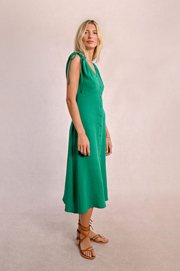 Molly Bracken Vestido midi com manga curta ajustáveis Verde