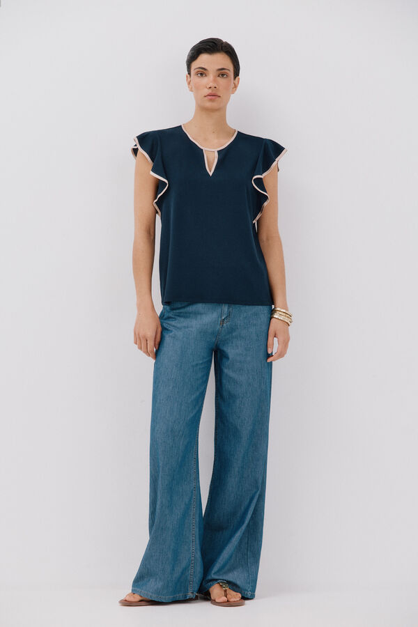 Cortefiel Top de punto l&aacute;grima Azul marino