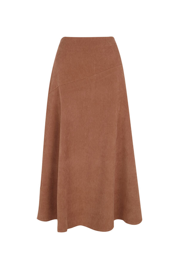 Slowlove Falda midi evas&eacute;efecto antelina Marr&oacute;n oscuro