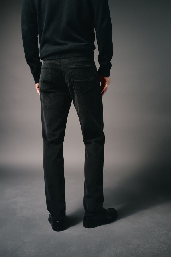OOTO Pantal&oacute;n 5 bolsillos slim fit pana Negro