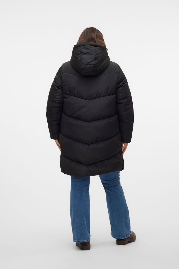 Vero Moda Curve Abrigo acolchado con capucha talla grande Negro