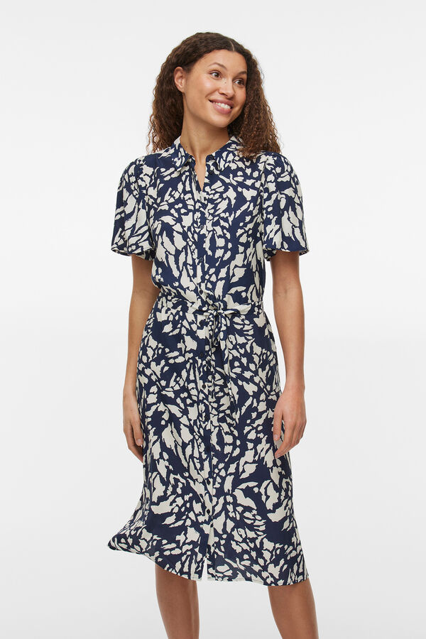 Vila Vestido midi estampado Azul marino
