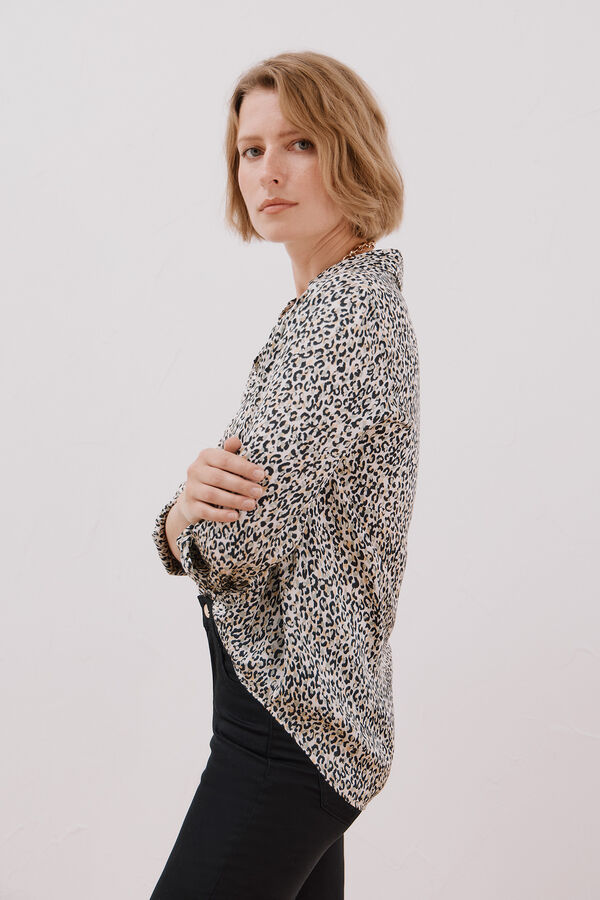 Cortefiel Camisa satinada Estampado blanco