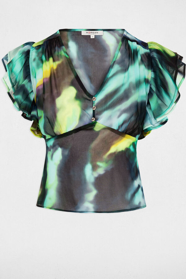 Morgan Top manga corta estampado Estampado azul