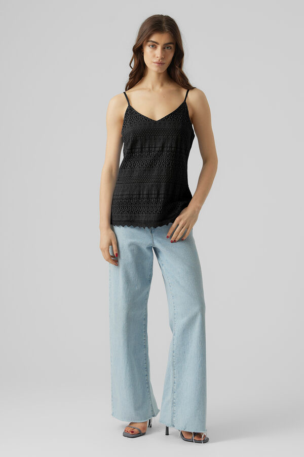 Vero Moda Top de tirantes con encaje Negro