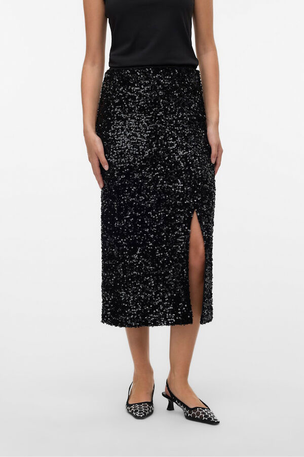 Vero Moda Falda midi lentejuelas Negro