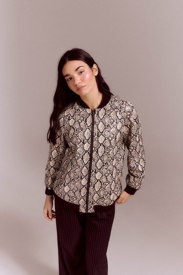 Slowlove Bomber efecto piel de serpiente Estampado blanco