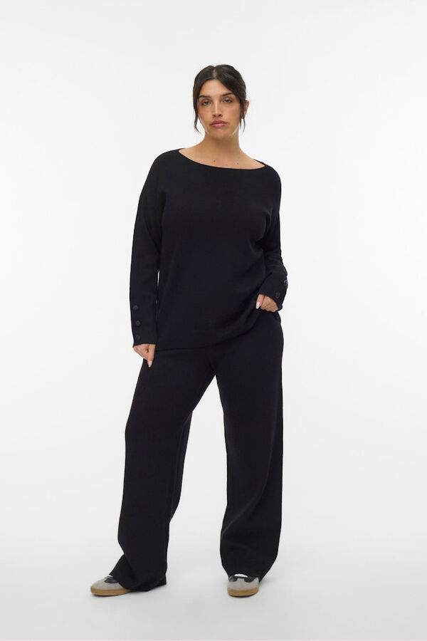 Vero Moda Curve Pantal&oacute;n largo de punto talla grande Negro