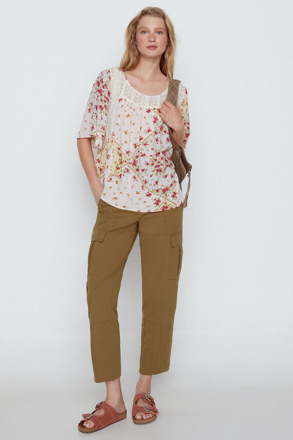Slowlove Blusa combinada estampado patchwork Multicolor