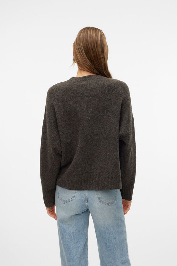 Vero Moda Jersey de punto cuello redondo Marr&oacute;n oscuro