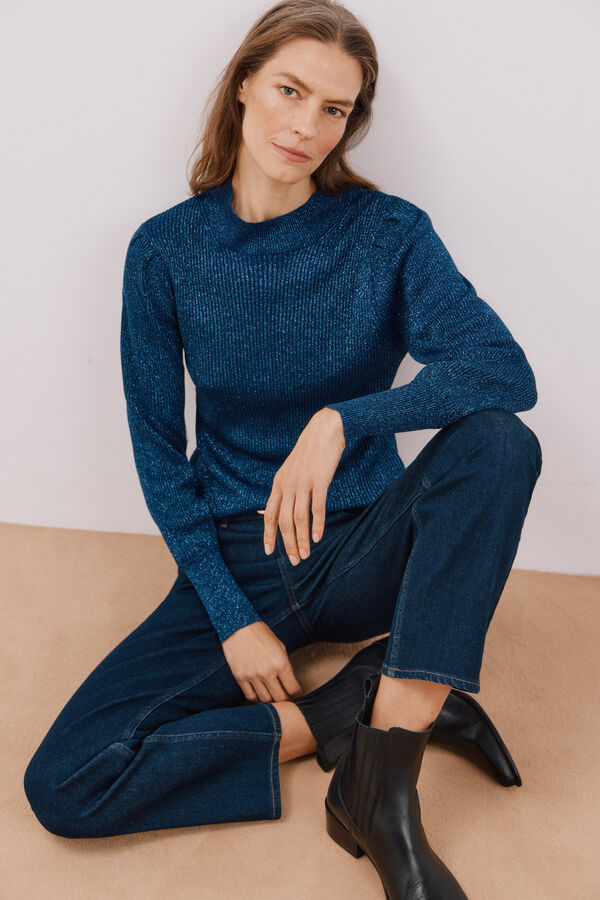 Cortefiel Jersey punto metalizado Azul