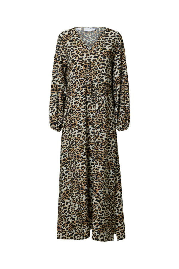 Selected Femme Vestido longo de leopardo confeccionado com Lenzing ECOVERO. Preto