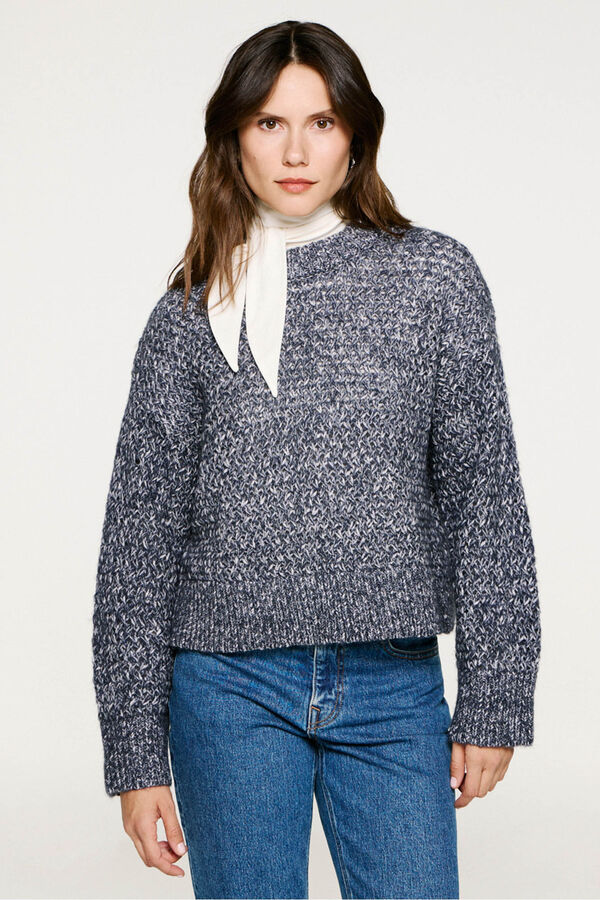 Selected Camisola de gola caixa de algod&atilde;o org&acirc;nico Cinzento