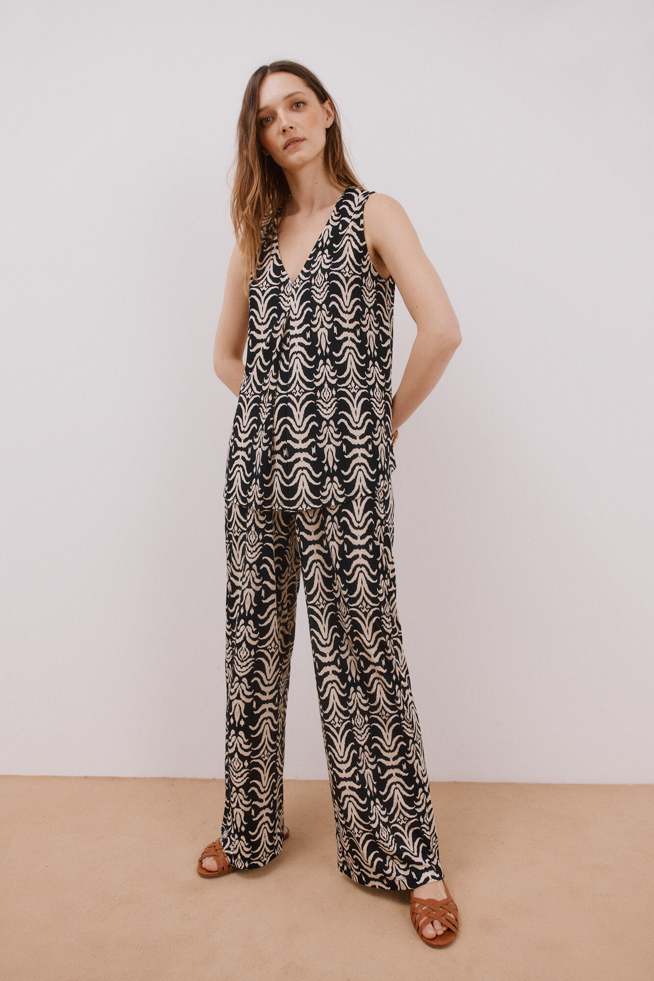 Cortefiel Pantal&oacute;n de punto estampado