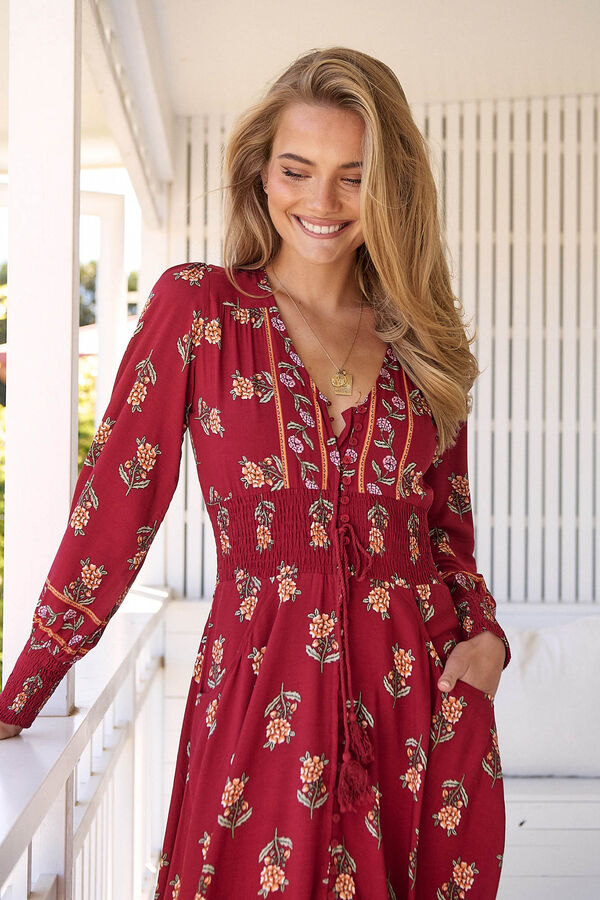 Jaase Vestido maxi Sabrina estampado Vino