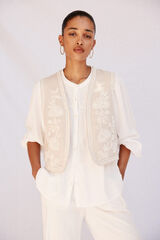 Cortefiel Chaleco bordados Beige