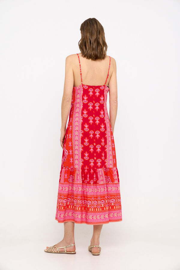 Cortefiel Vestido estampado bordado Multicolorido