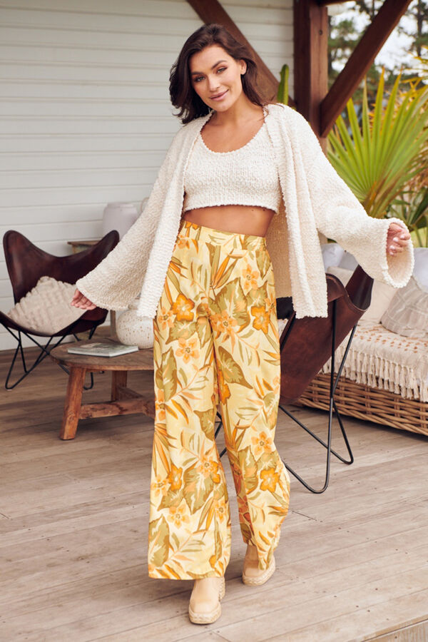 Jaase Pantalon wide leg Estampado amarillo