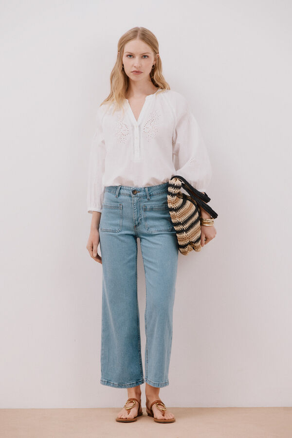 Cortefiel Jeans marine bolsillos tencel Azul