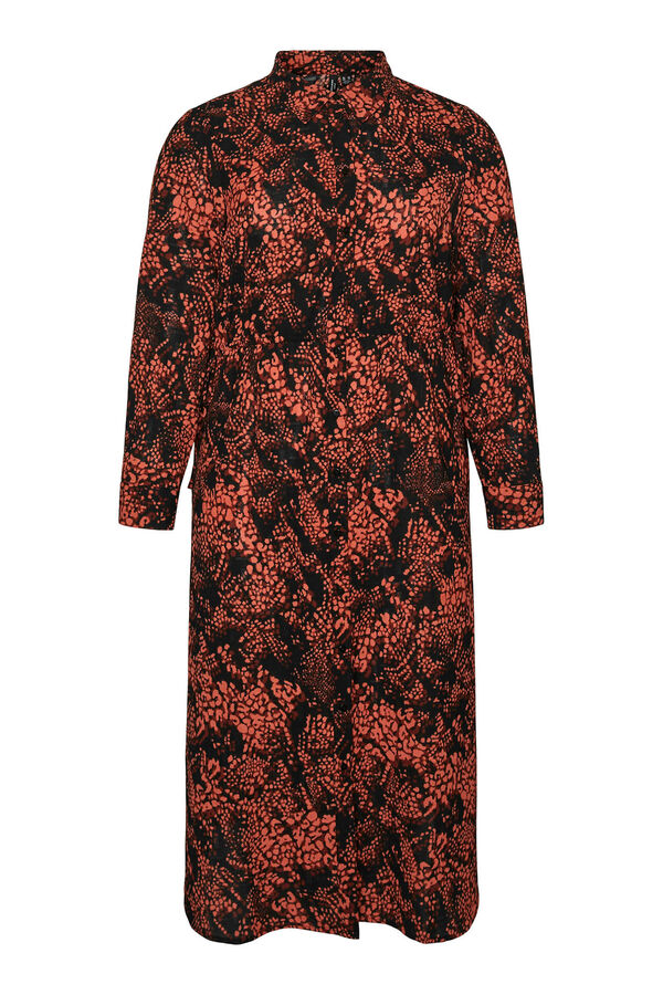 Vero Moda Curve Vestido midi camisero talla grande Marr&oacute;n oscuro