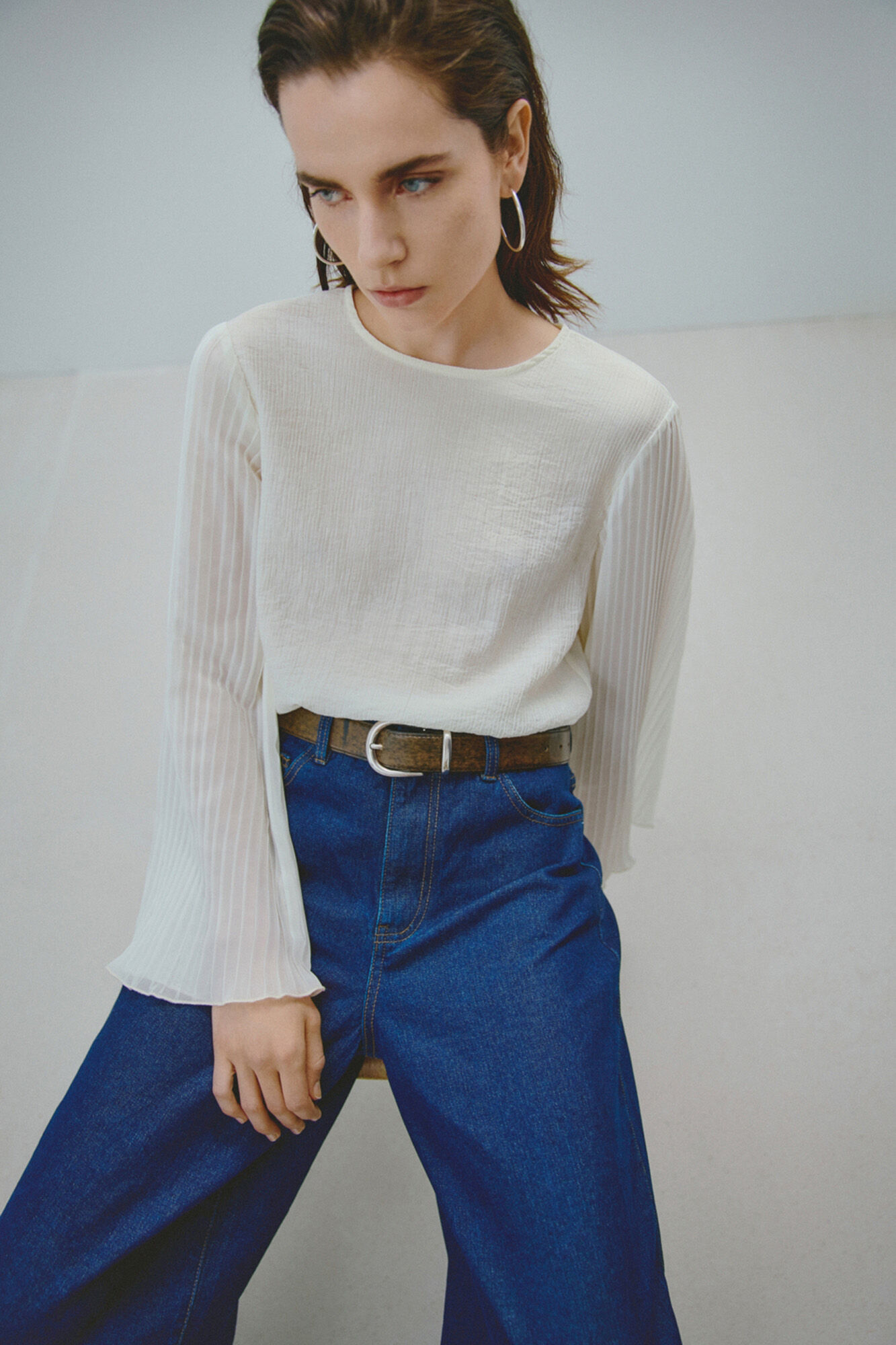 Vila Blusa con manga larga plisada