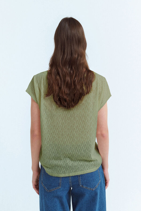 Vila Top manga corta punto pointelle Verde