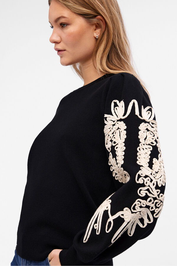 Object Jersey punto bordado Negro