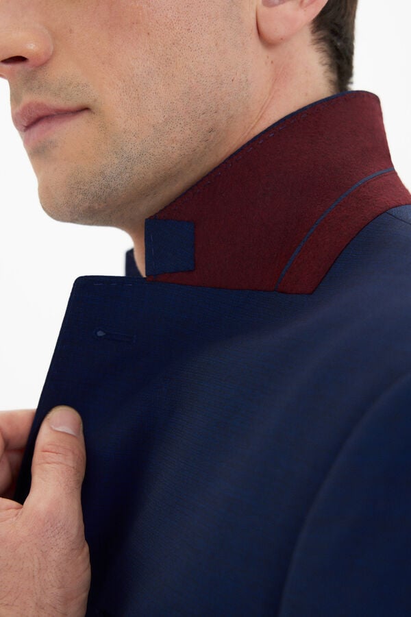 Cortefiel Blazer com microquadrados slim fit Azul