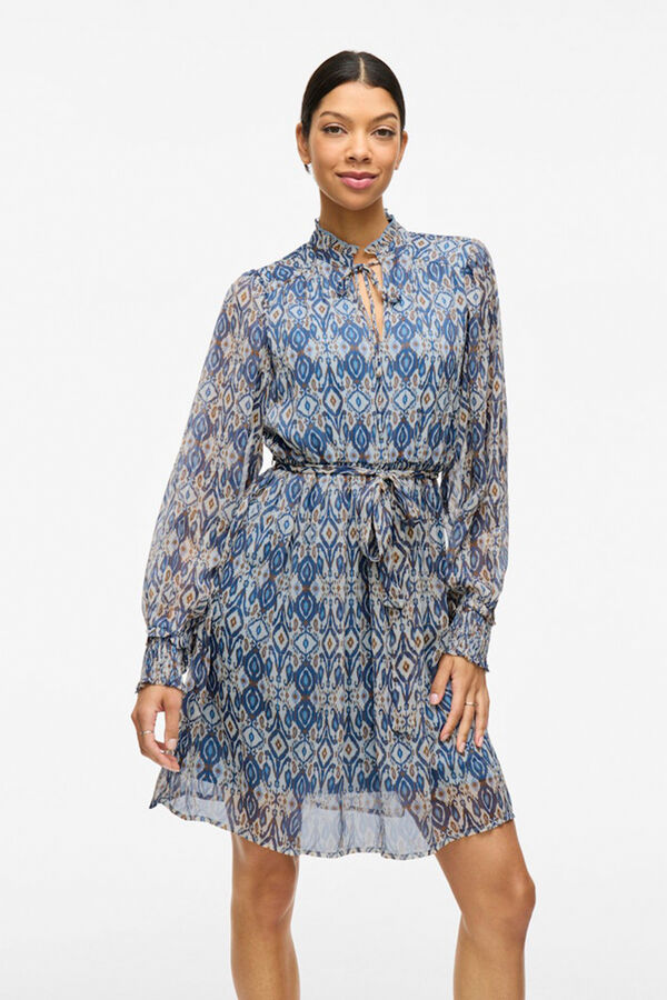 Vila Short printed dress Cinzento