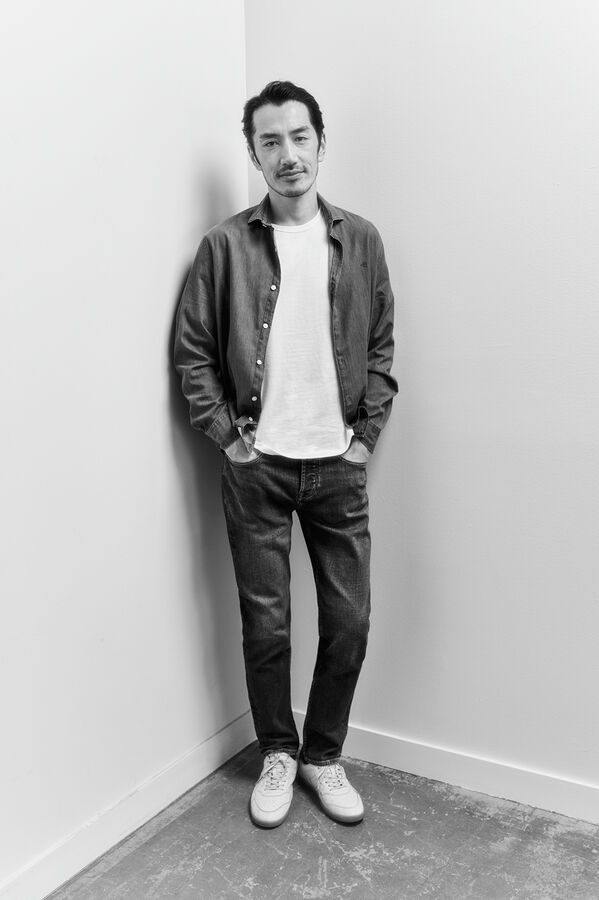 OOTO Camisa de ganga de manga comprida  Azul