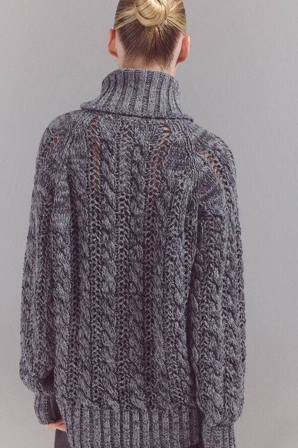 Slowlove Su&eacute;ter de malha gola em malha perfurada Cinzento