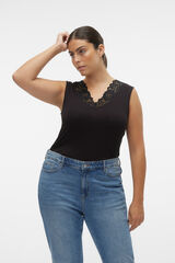 Vero Moda Curve Top sin mangas con encaje talla grande Negro