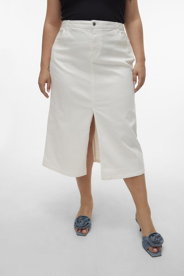 Vero Moda Curve Falda midi denim talla grande Blanco