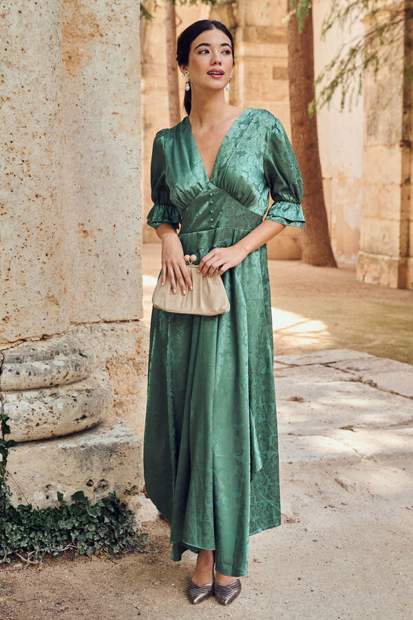 Pol&iacute;n Et Moi Vestido manga Francesa Amabella Verde