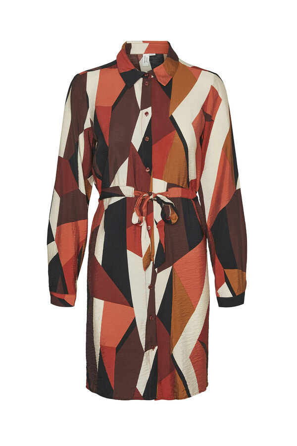 Vero Moda Vestido curto camiseiro manga comprida  Castanho