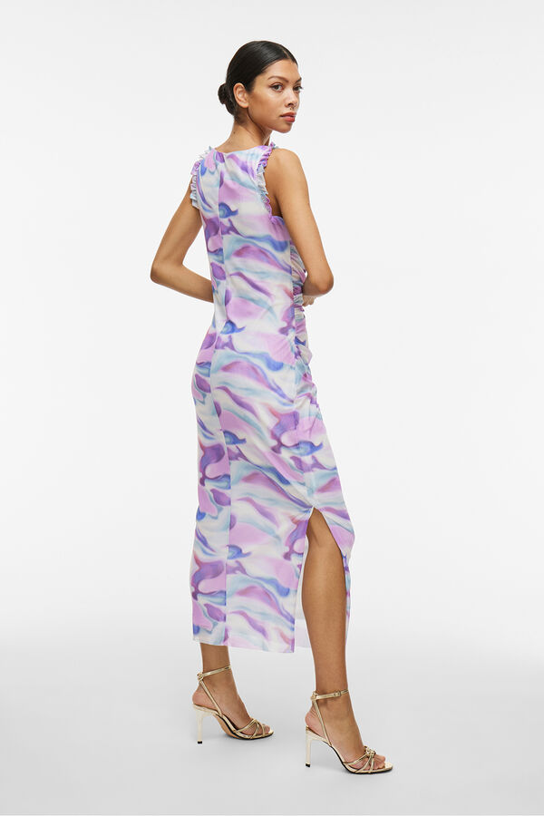 Vila Vestido midi de malha estampado Branco