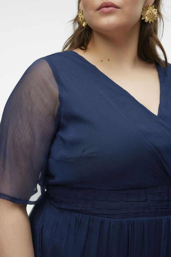 Vero Moda Curve Vestido midi gasa talla grande Azul marino